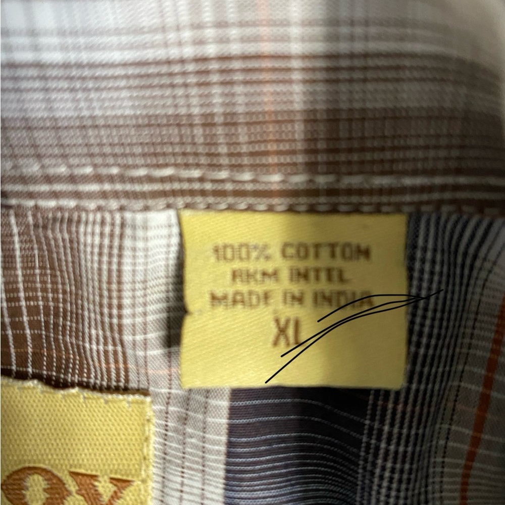 Cowboy Legend Plaid Shirt Brown and Black-Short Sleeve-Pearl Snaps-Size XL - Picture 5 of 5
